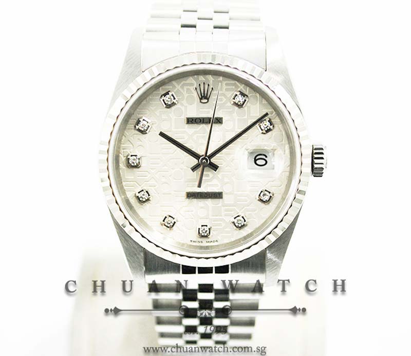 Rolex Gents DateJust 36mm 16234 Silver Jubilee Diamonds - Discontinued
