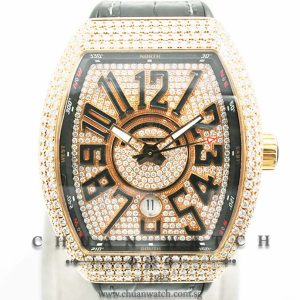 Franck Muller Vanguard Rose Gold Custom Pave-Set Diamonds V 45 SC DT 5N NR