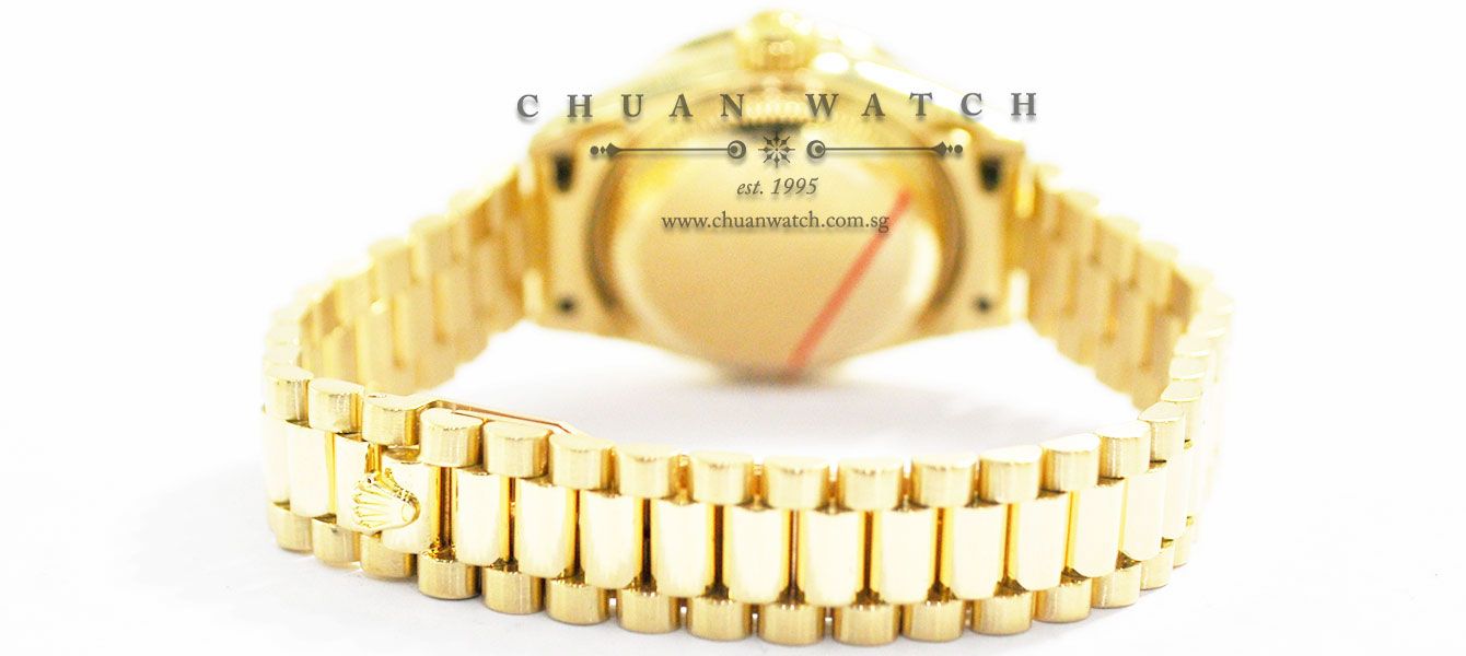 Rolex Ladies DateJust President Yellow Gold 26mm 69068 Champagne Sunburst Diamonds - Discontinued - Image 4