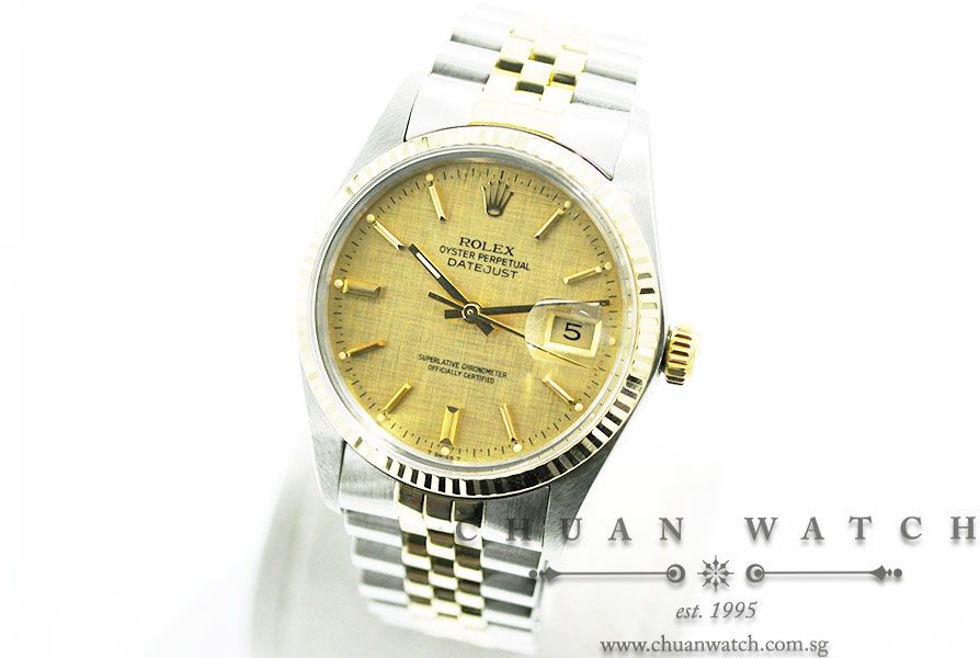 Rolex Vintage Gents DateJust 36mm 16013 Champagne Linen Index - Discontinued - Image 2