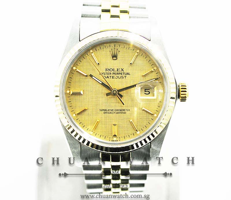 Rolex Vintage Gents DateJust 36mm 16013 Champagne Linen Index - Discontinued