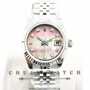 Rolex Ladies DateJust 26mm 179174 Black MOP Diamonds - Discontinued