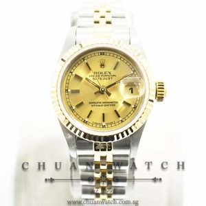Rolex Ladies DateJust Two-Tone 26mm 69173 Champagne Sunburst Index - Discontinued