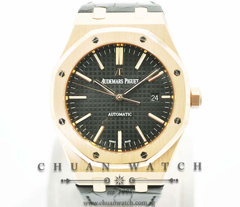Audemars Piguet Royal Oak Automatic Rose Gold 41mm 15400OR Black - Discontinued