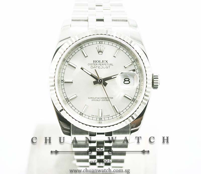 Rolex Gents DateJust 36mm 116234 Silver Sunburst Index - Discontinued