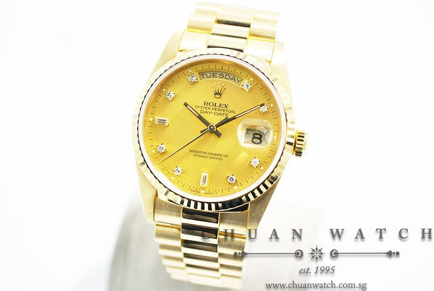 Rolex Day-Date President Yellow Gold 36mm 18238 Champagne Sunburst Diamonds - Discontinued - Image 2