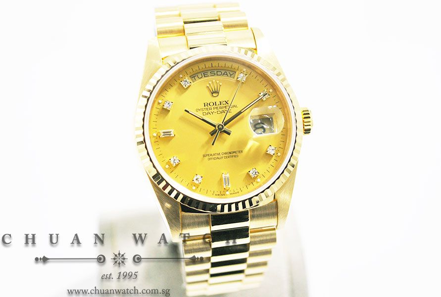 Rolex Day-Date President Yellow Gold 36mm 18238 Champagne Sunburst Diamonds - Discontinued - Image 3