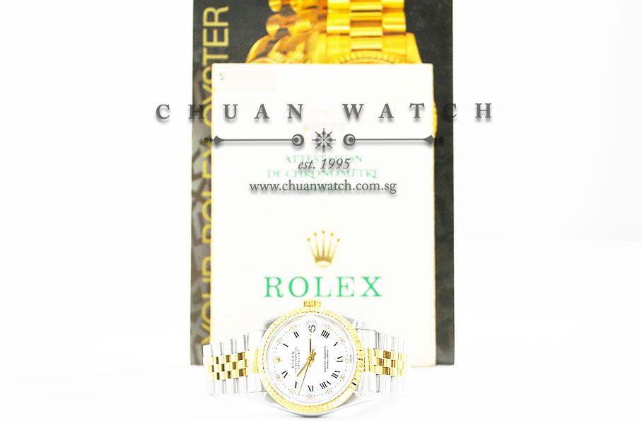Rolex Boys DateJust Two-Tone 31mm 68273 White Painted Roman Diamonds - Discontinued - Image 5