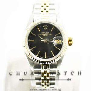 Rolex Vintage Ladies Oyster Perpetual Date Two-Tone 26mm 6917-3 Black Index - Discontinued