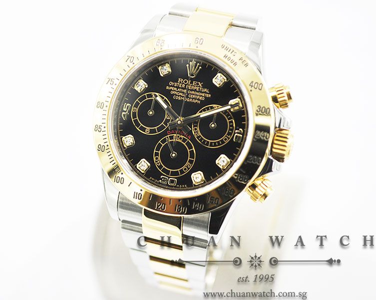Rolex Cosmograph Daytona Two-Tone 116523 Black Diamonds - Discontinued Reference - Image 2