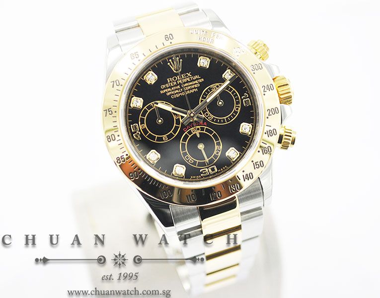 Rolex Cosmograph Daytona Two-Tone 116523 Black Diamonds - Discontinued Reference - Image 3