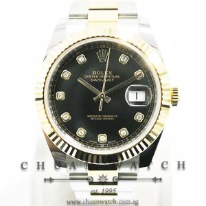 Rolex DateJust 41 Two-Tone 126333 Black Diamonds