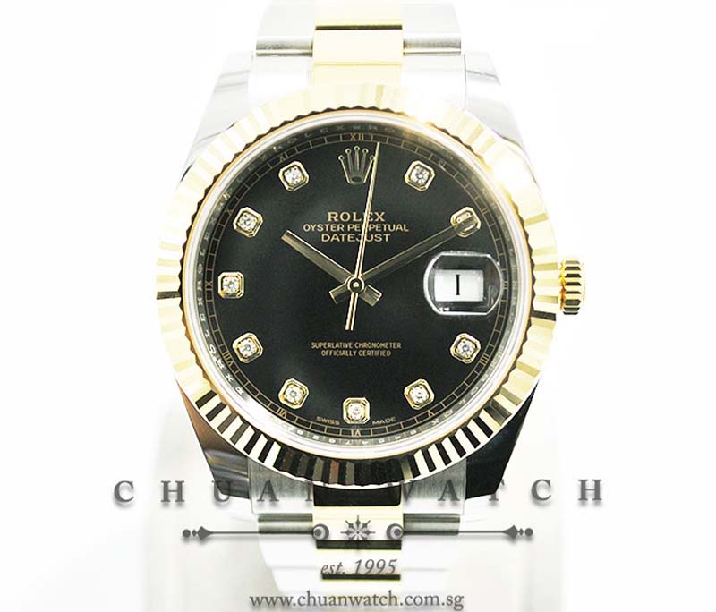 Rolex DateJust 41 Two-Tone 126333 Black Diamonds