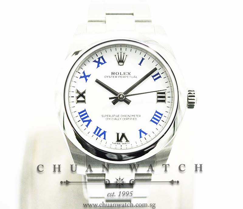 Rolex Boys Oyster Perpetual No-Date 31mm 177200 White Roman