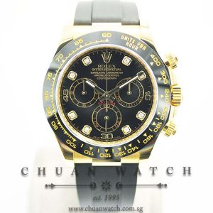 Rolex Cosmograph Daytona Yellow Gold Oysterflex 116518LN Black Diamonds