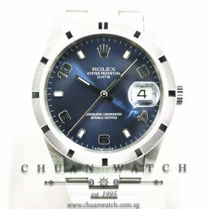 Rolex Gents Oyster Perpetual Date 34mm 15210 Blue Sunburst Index - Discontinued
