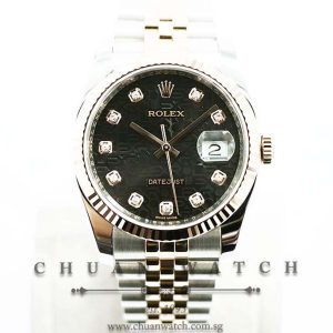 Rolex Gents DateJust Two-Tone 36mm 116231 Black Jubilee Diamonds - Discontinued