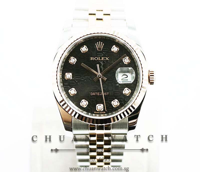 Rolex Gents DateJust Two-Tone 36mm 116231 Black Jubilee Diamonds - Discontinued