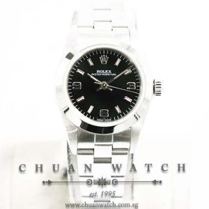 Rolex Ladies Oyster Perpetual No-Date 24mm 76080 Black Index 3.6.9 - Discontinued