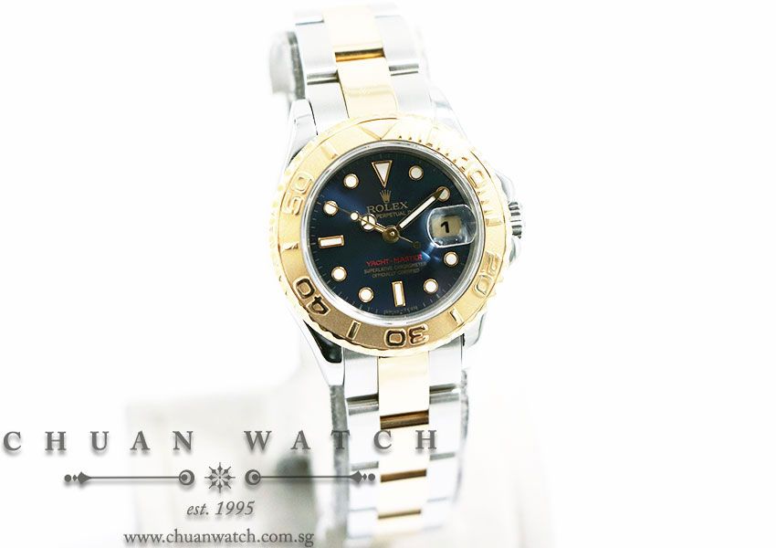 Rolex Ladies Yacht-Master Two-Tone 29mm 69623 Blue Sunburst Index - Discontinued - Image 3