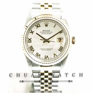 Rolex Gents DateJust Two-Tone 36mm 16233 Ivory Pyramid Roman - Discontinued