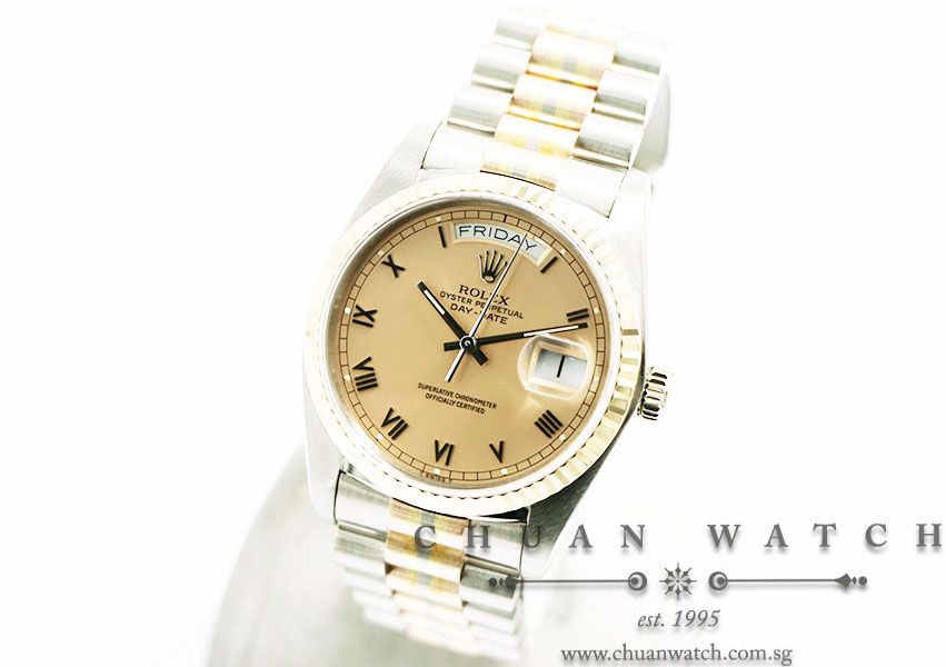 Rolex Day-Date President Tridor 36mm 18039BIC Salmon Roman - Discontinued - Image 2