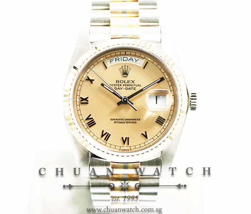 Rolex Day-Date President Tridor 36mm 18039BIC Salmon Roman - Discontinued