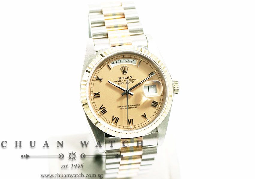 Rolex Day-Date President Tridor 36mm 18039BIC Salmon Roman - Discontinued - Image 3