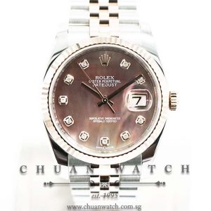 Rolex Gents DateJust Two-Tone 36mm 116231 Black MOP Diamonds - Discontinued