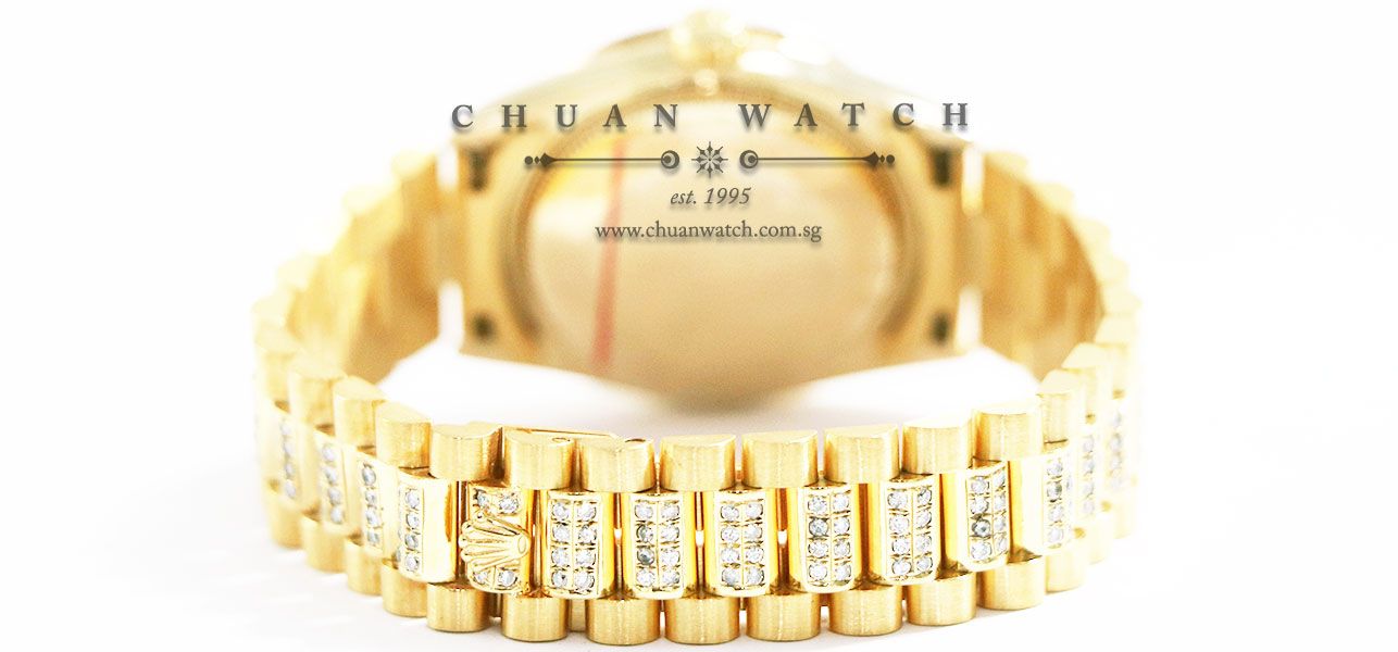 Rolex Boys DateJust President Yellow Gold Custom-Set Diamonds 31mm 68278 Champagne Diamonds - Discontinued - Image 4