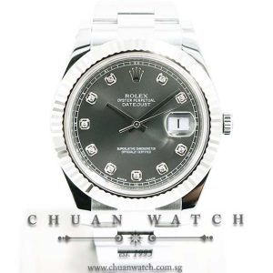 Rolex DateJust II 41mm 116334 Dark Rhodium Diamonds - Discontinued