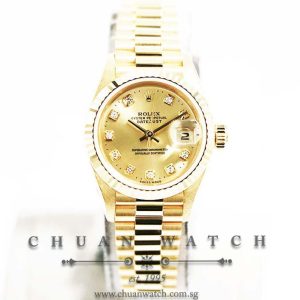 Rolex Ladies DateJust President Yellow Gold 26mm 69178 Champagne Sunburst Diamonds - Discontinued