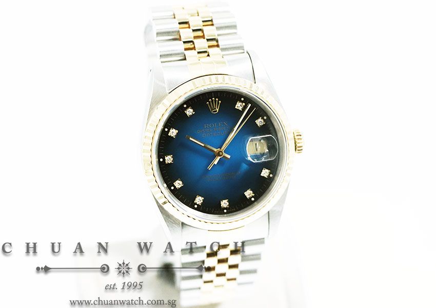 Rolex Gents DateJust Two-Tone 36mm 16233 Blue Vignette Diamonds - Discontinued - Image 3