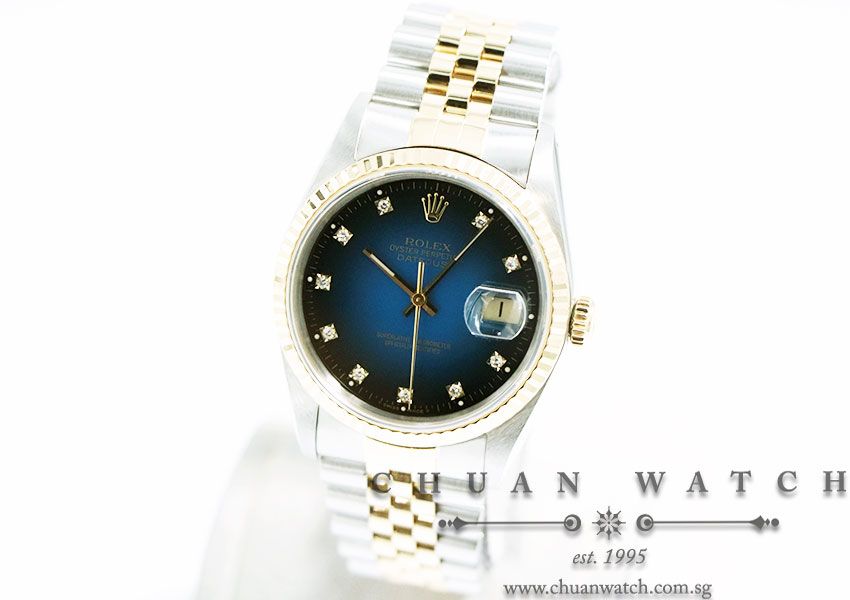 Rolex Gents DateJust Two-Tone 36mm 16233 Blue Vignette Diamonds - Discontinued - Image 2