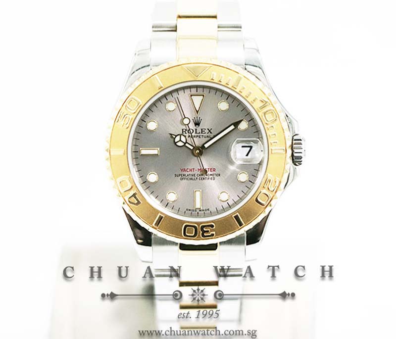Rolex Midsize Yacht-Master Two-Tone 35mm 168623 Steel Sunburst Index - Discontinued