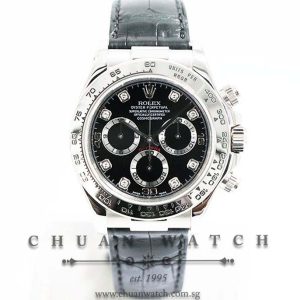 Rolex Cosmograph Daytona White Gold 116519 Black Diamonds - Discontinued