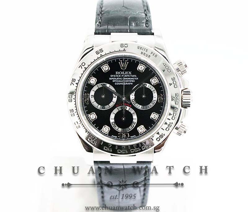 Rolex Cosmograph Daytona White Gold 116519 Black Diamonds - Discontinued