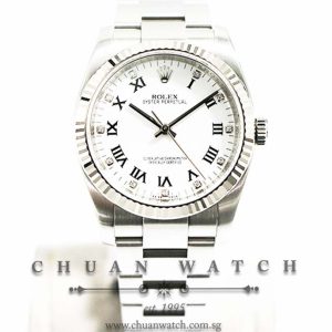 Rolex Gents Oyster Perpetual No-Date 36mm 116034 White Painted Roman Diamonds - Discontinued