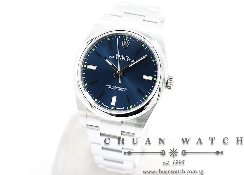 Rolex Gents Oyster Perpetual 39mm 114300 Blue Sunburst Index - Image 2