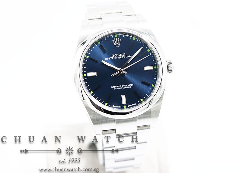 Rolex Gents Oyster Perpetual 39mm 114300 Blue Sunburst Index - Image 3