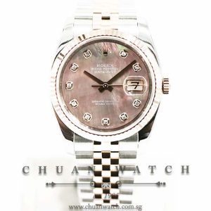 Rolex Gents DateJust Two-Tone 36mm 116231 Black MOP Diamonds - Discontinued