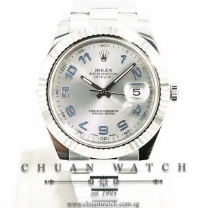 Rolex DateJust II 41mm 116334 Rhodium Sunburst Blue Arabic - Discontinued