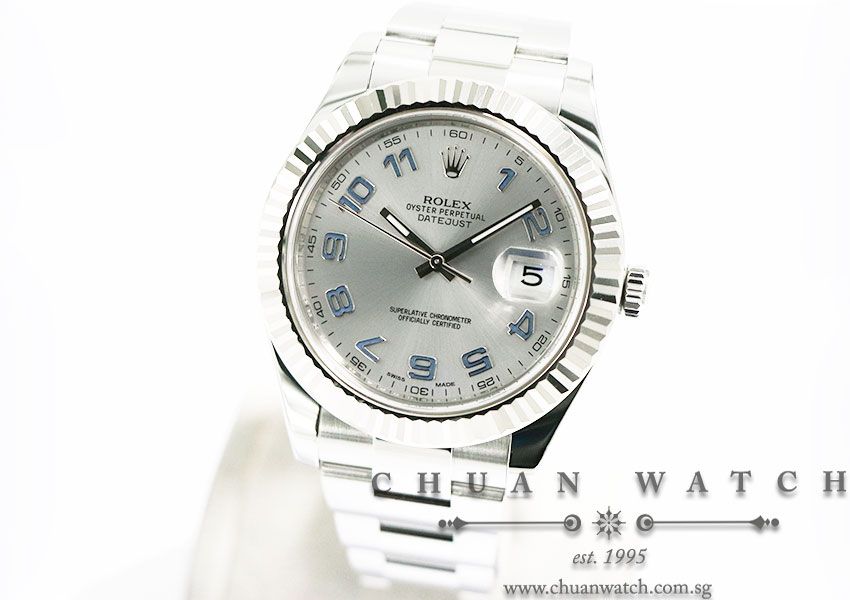 Rolex DateJust II 41mm 116334 Rhodium Sunburst Blue Arabic - Discontinued - Image 2