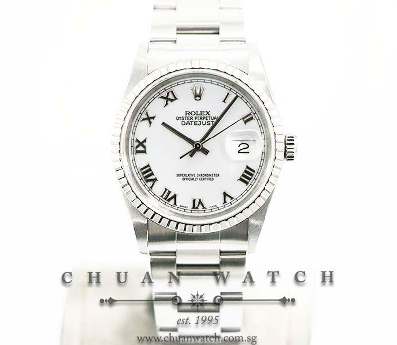 Rolex Gents DateJust 36mm 16220 White Roman - Discontinued