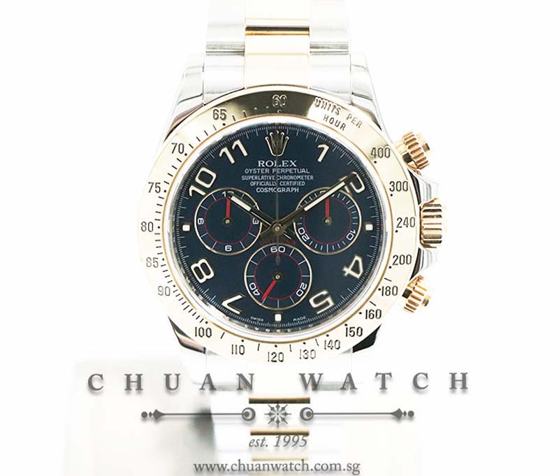 Rolex Cosmograph Daytona Two-Tone 116523 Blue Racing Arabic - Discontinued