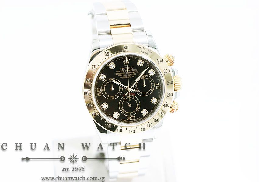 Rolex Cosmograph Daytona Two-Tone 116523 Black Diamonds - Discontinued Reference - Image 3