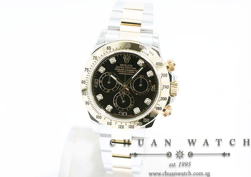 Rolex Cosmograph Daytona Two-Tone 116523 Black Diamonds - Discontinued Reference - Image 2