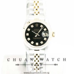Rolex Ladies DateJust Two-Tone 26mm 79173 Black Diamonds - Discontinued