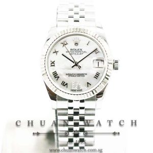 Rolex Boys DateJust 31mm 178274 White MOP Roman VI 11BR