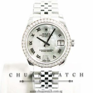 Rolex Boys DateJust 31mm 178384 White MOP Roman VI 11BR
